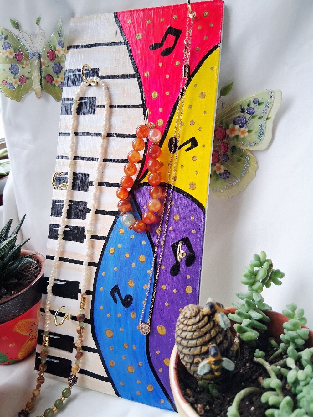 Hand-Painted Colorful Piano Key Music Art Panel